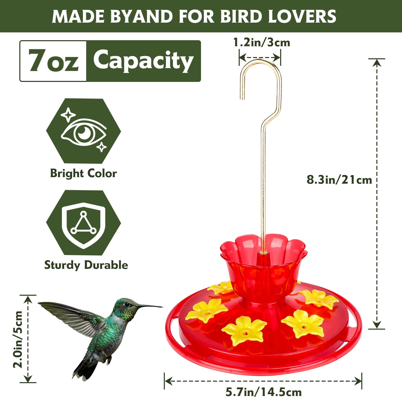SIXTOYZF hummingbird feeder easy-clean components enable quick maintenance.