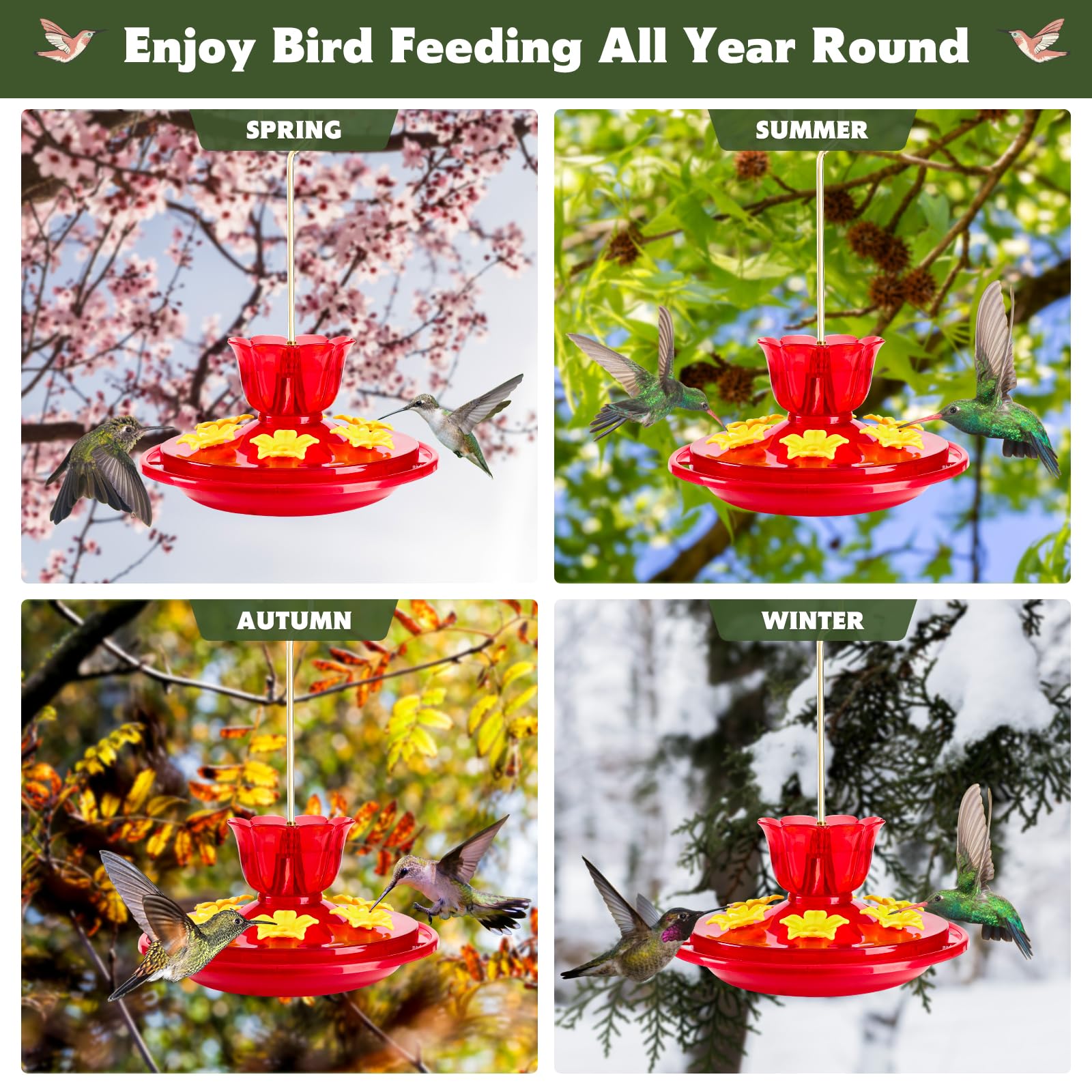 SIXTOYZF hummingbird feeder enhances garden décor while attracting birds.
