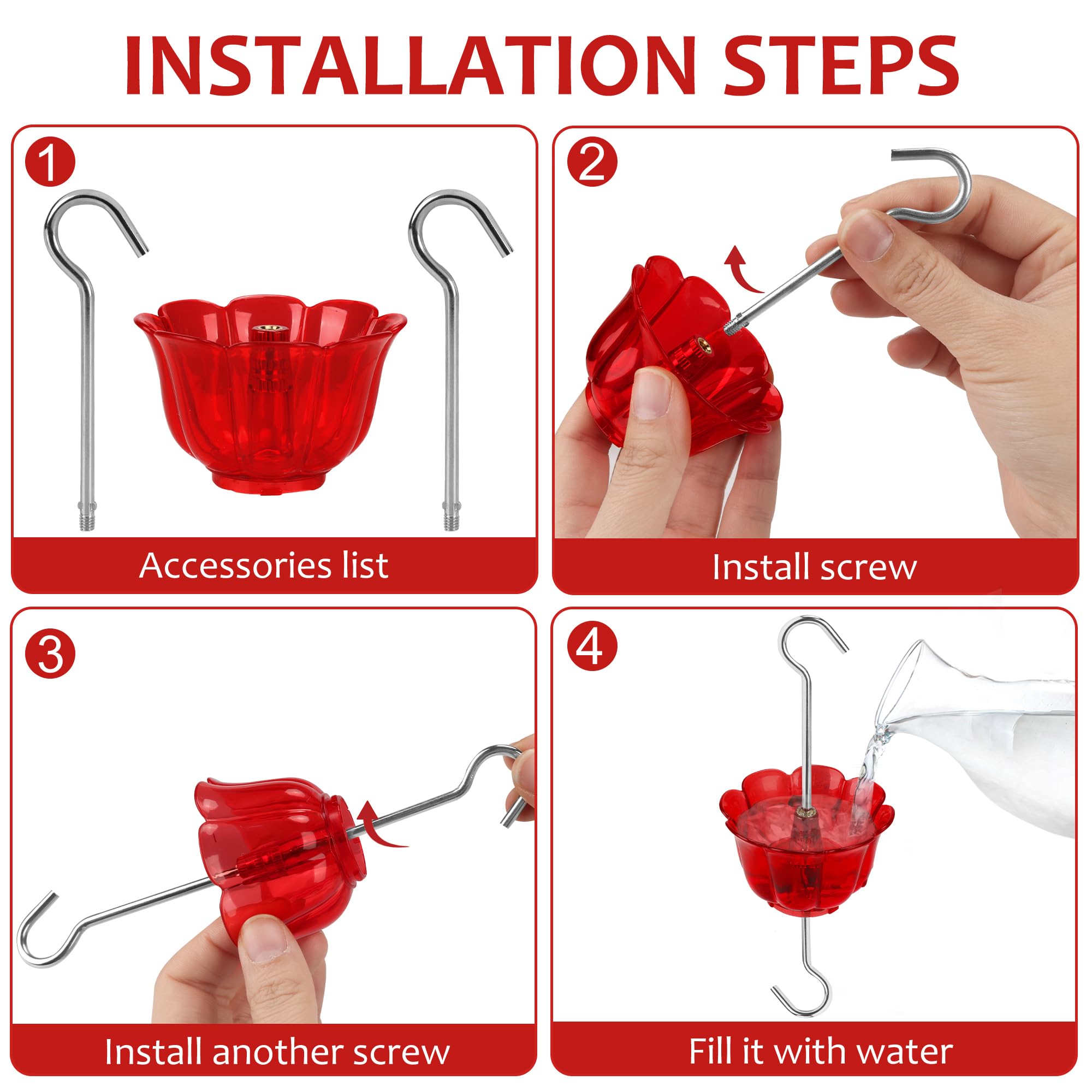 SIXTOYZF red flower shape adds backyard charm while protecting nectar.