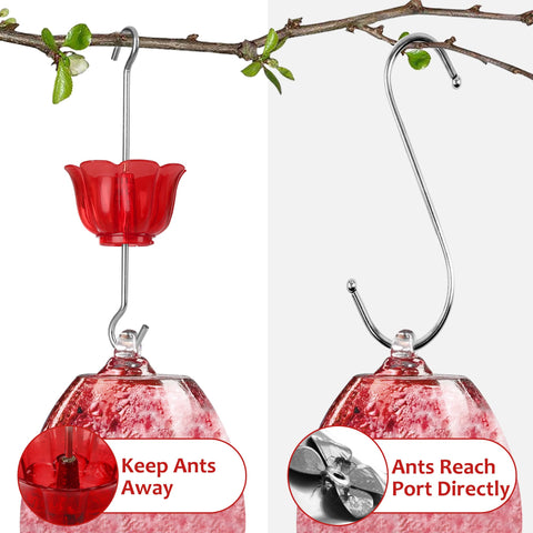SIXTOYZF rustproof S-hooks shown securing a feeder with sturdy outdoor support.