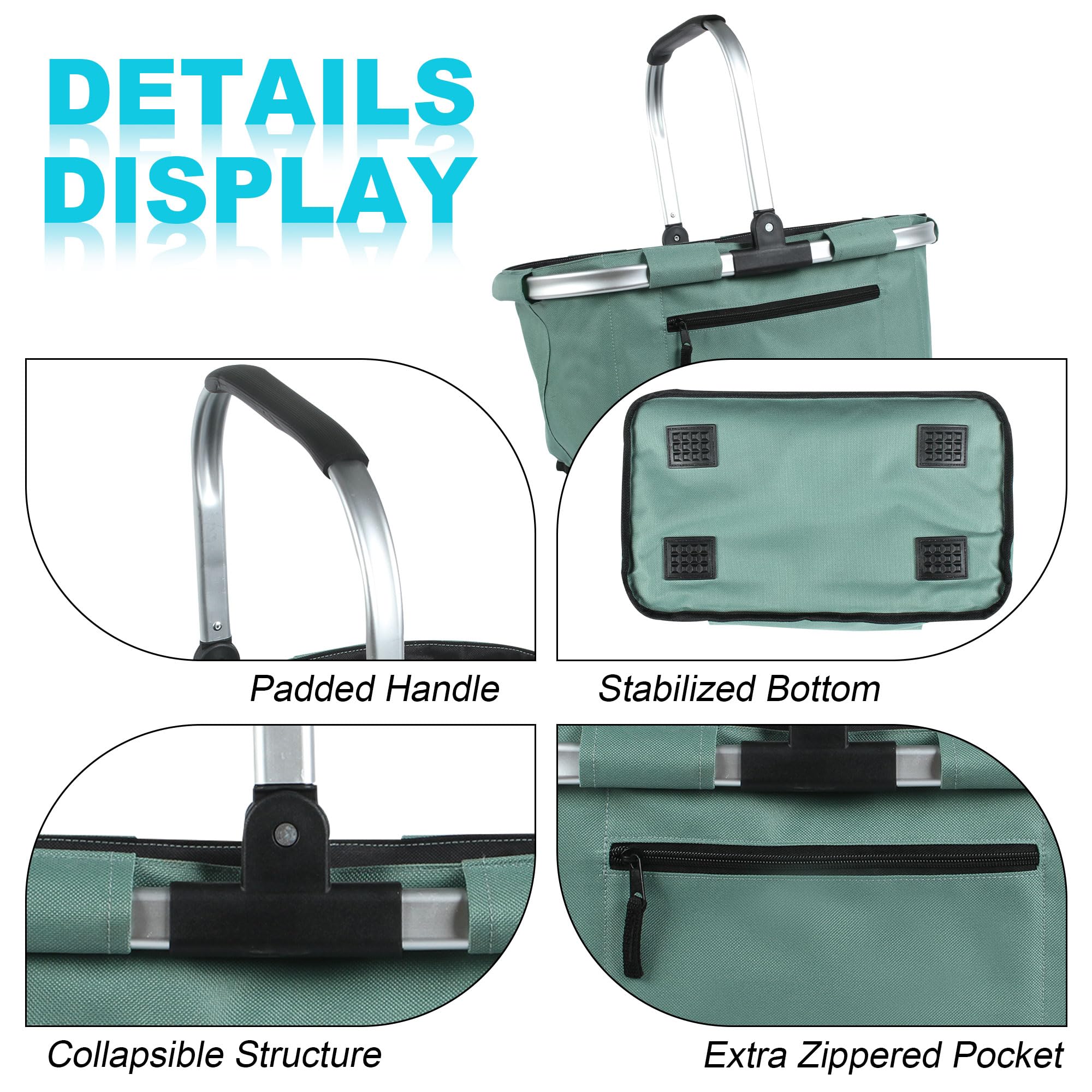 SIYUAN basket exterior pocket with zip for quick-access essentials.