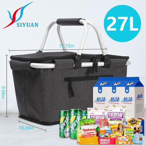 SIYUAN collapsible market basket with lid keeps items secure