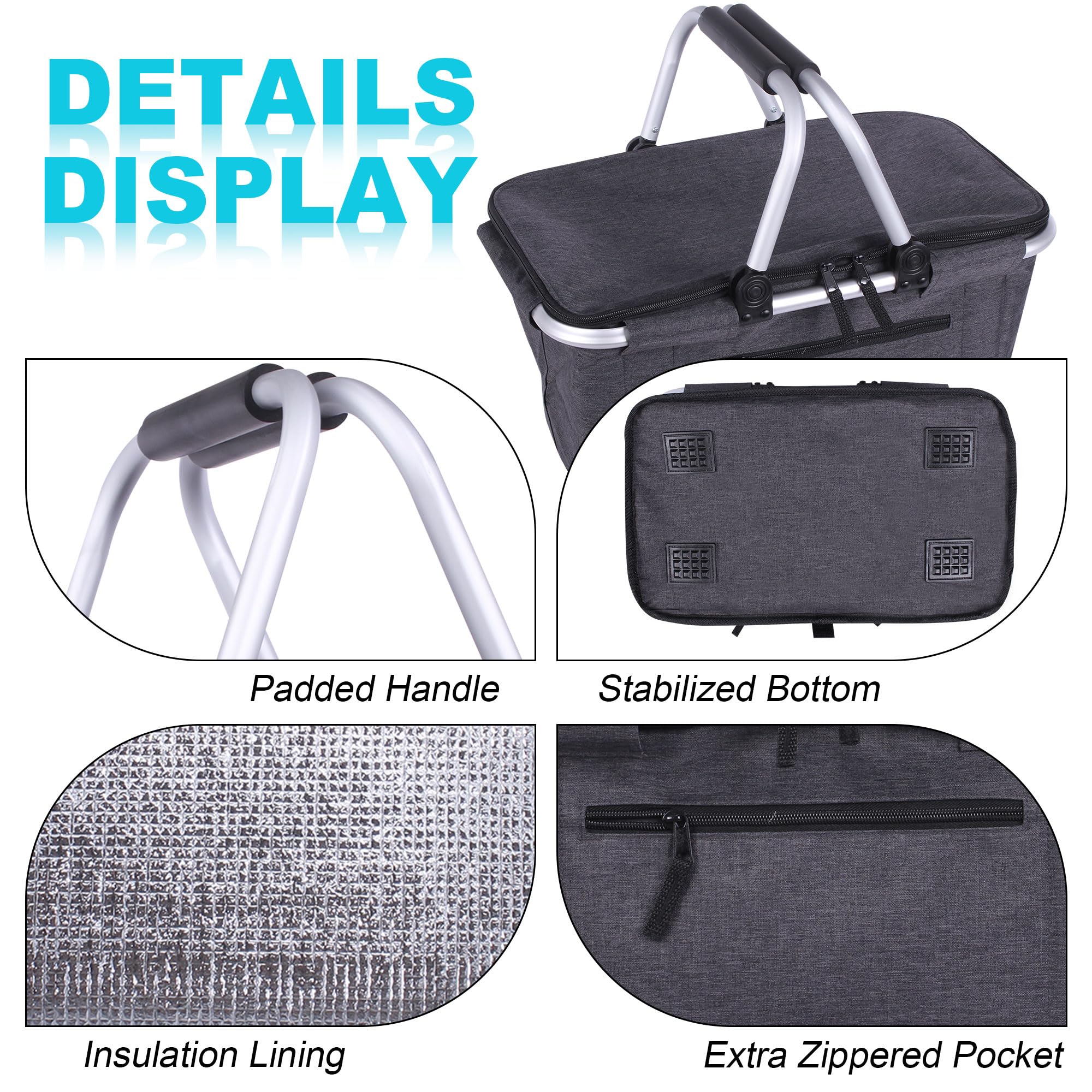 SIYUAN large lightweight picnic basket fits groceries and essentials