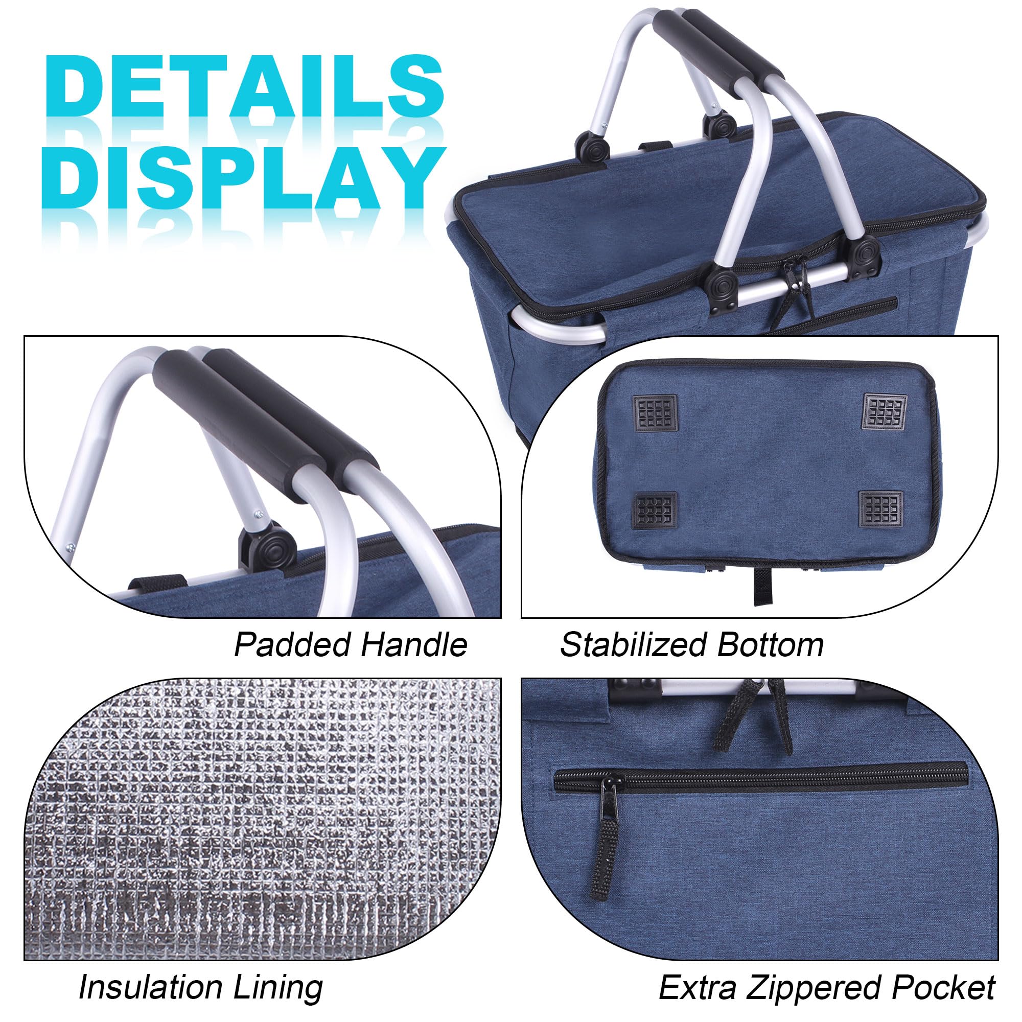 SIYUAN Picnic Basket aluminum frame adds durability for everyday use.