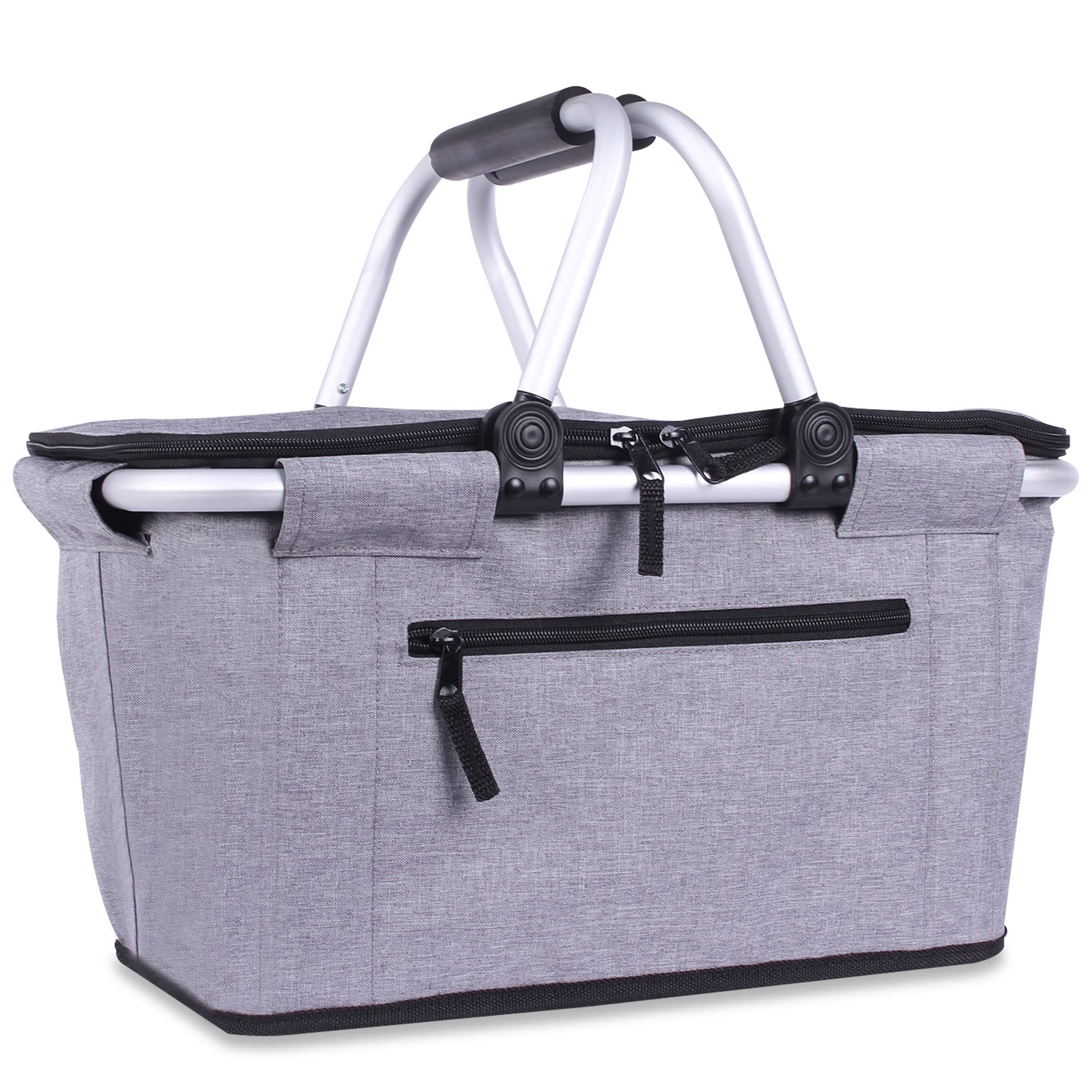SIYUAN picnic basket folded compact for easy trunk storage and closet fit.