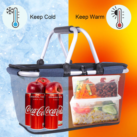 SIYUAN Picnic Basket padded handles provide comfortable carrying.