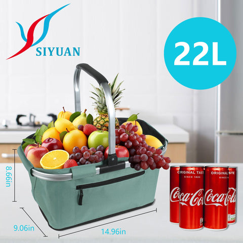 SIYUAN shopping basket with green handle for convenient groceries.