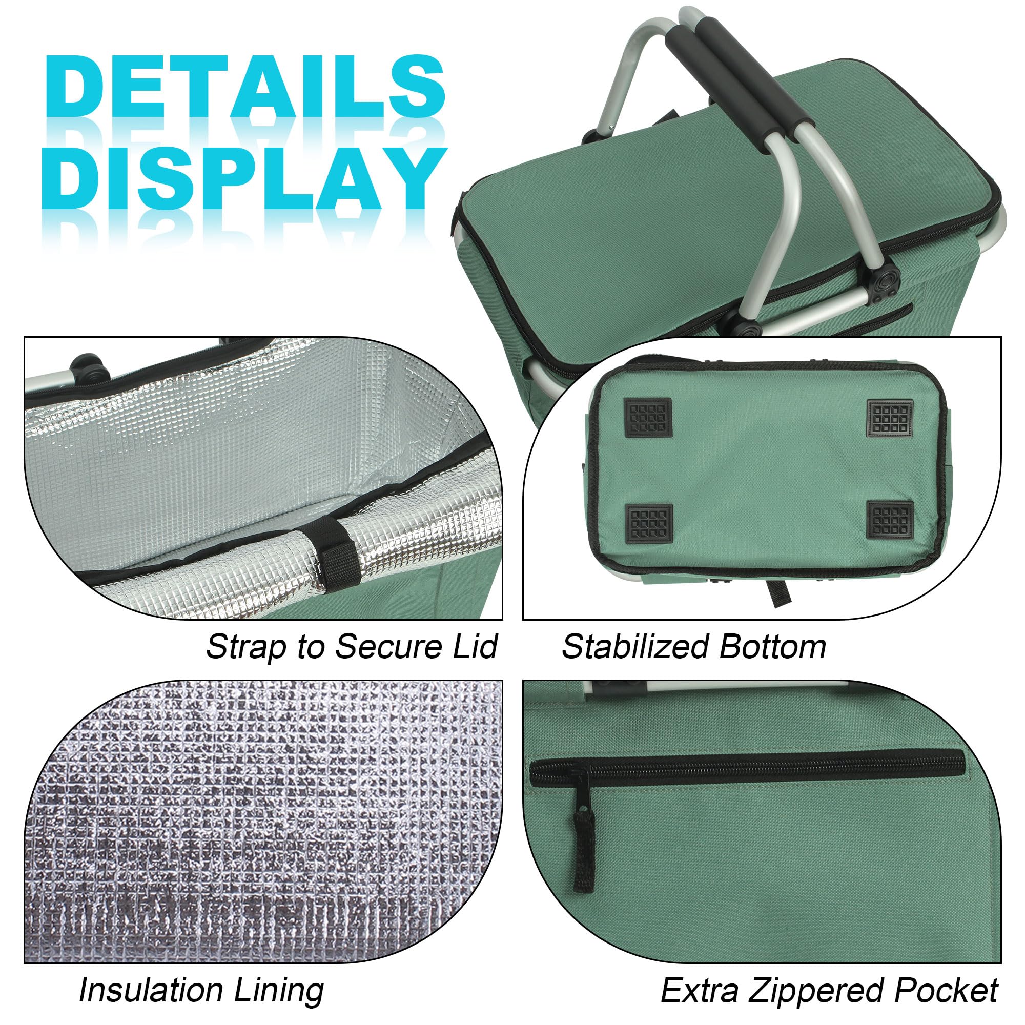 SIYUAN spacious 27L basket fits blankets and snacks.