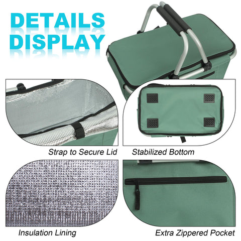SIYUAN spacious 27L basket fits blankets and snacks.