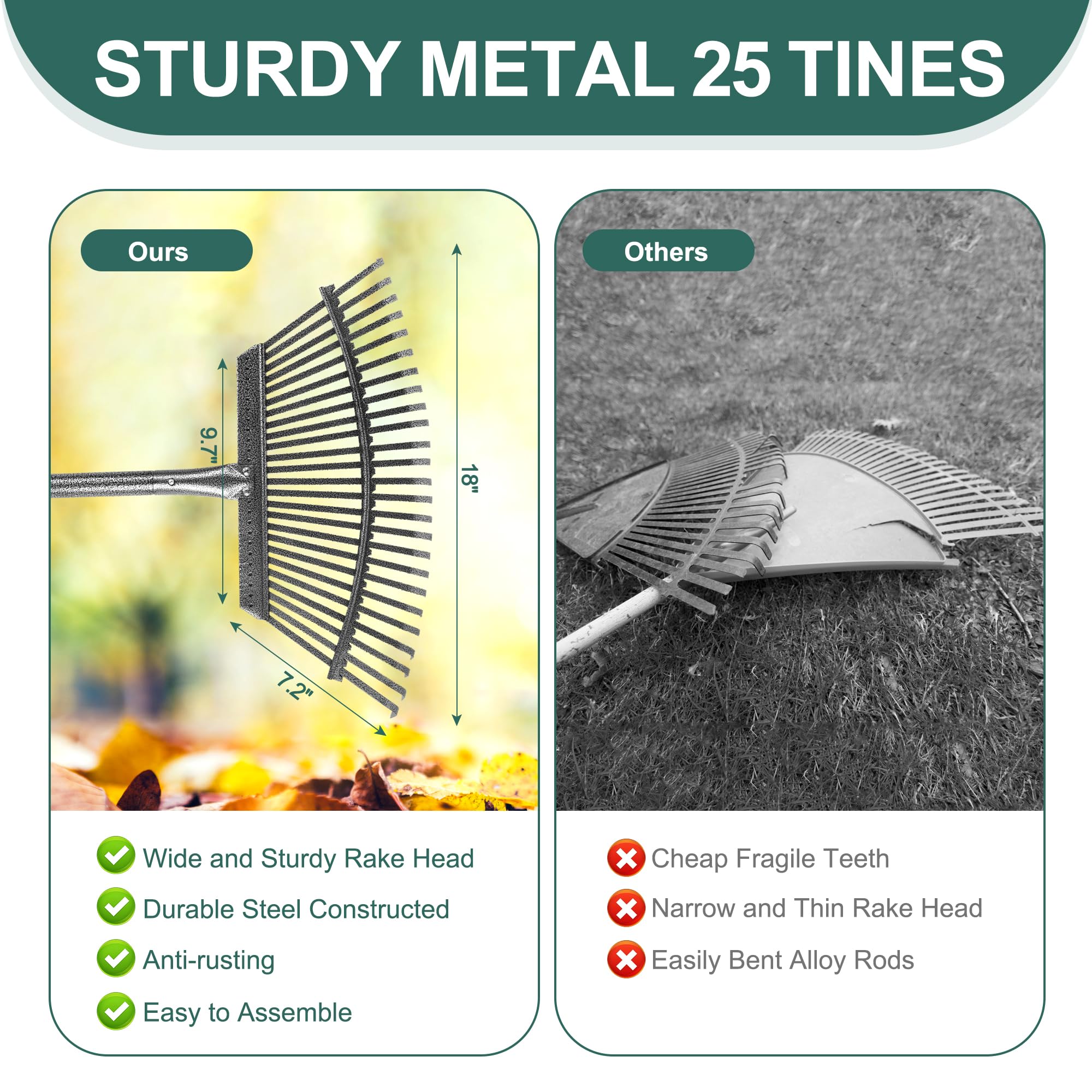 SJPLZQC adjustable-handle rake extended to 79 inches for comfortable reach
