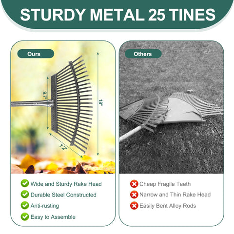 SJPLZQC adjustable-handle rake extended to 79 inches for comfortable reach