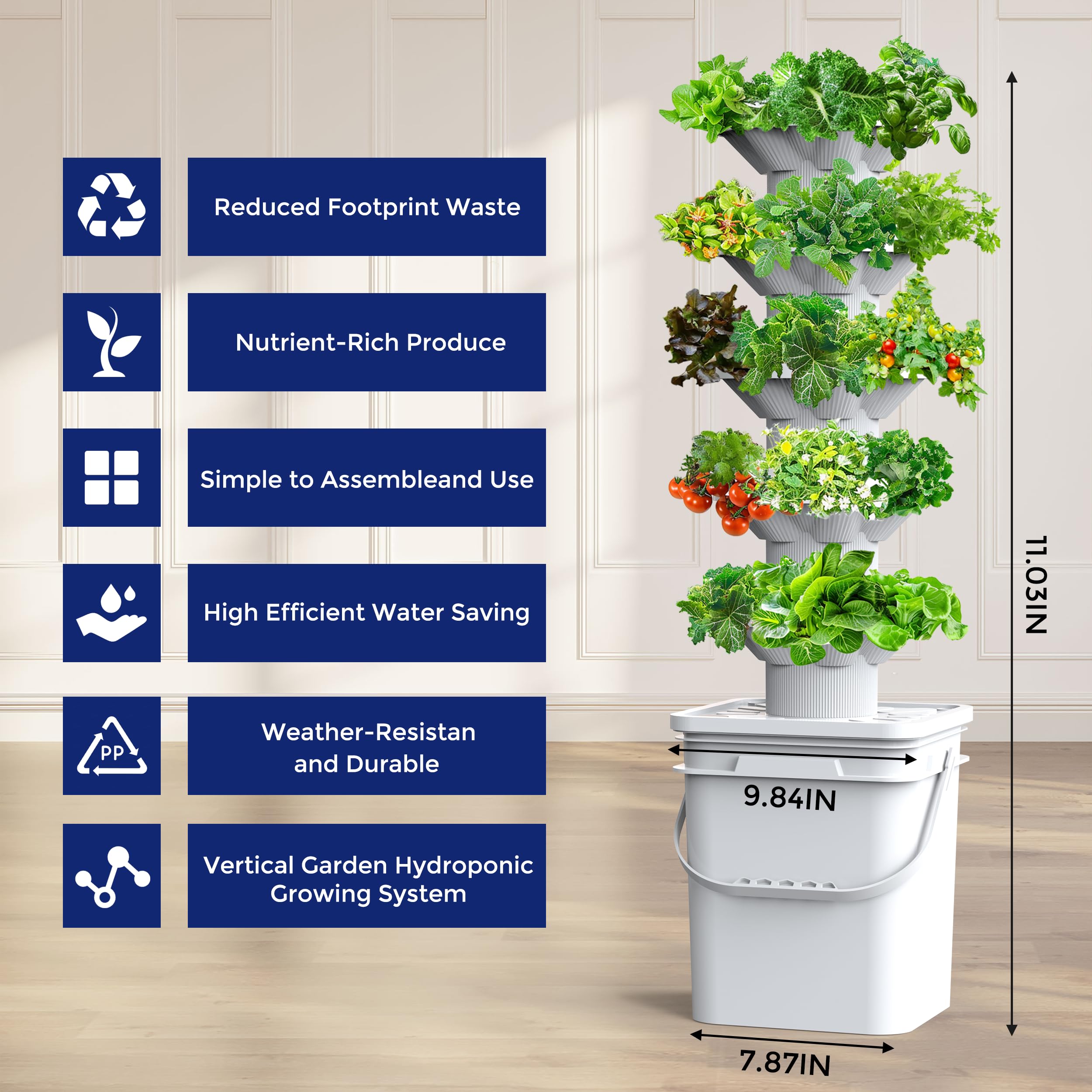 SJZXUV 30-pod vertical garden enables year-round fresh herbs at home.