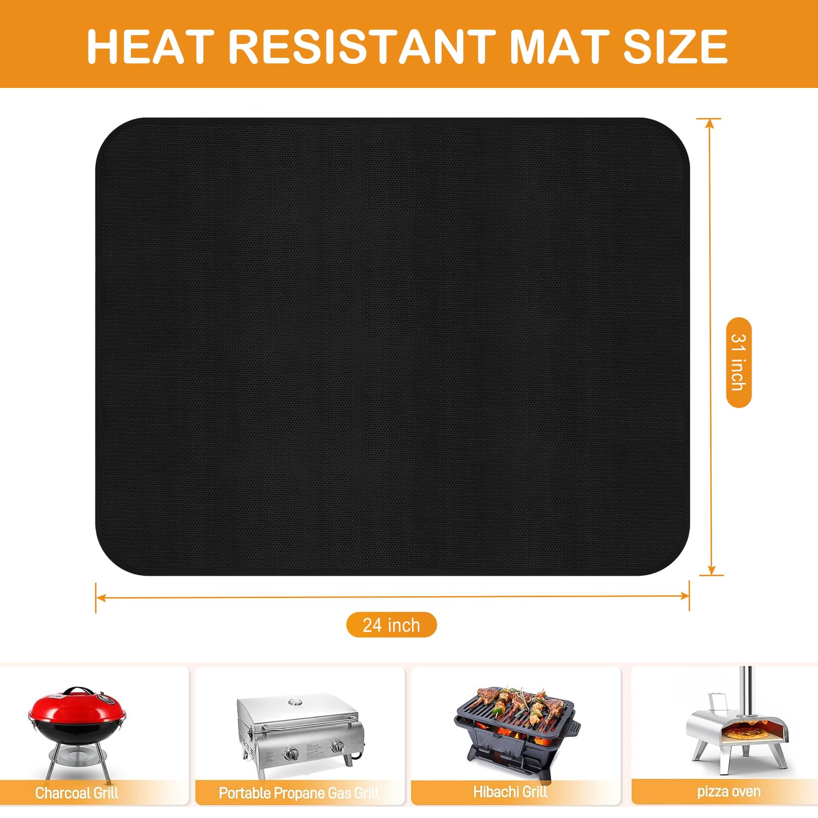 Outdoor grill setup with Skablix mat preventing spills and stains