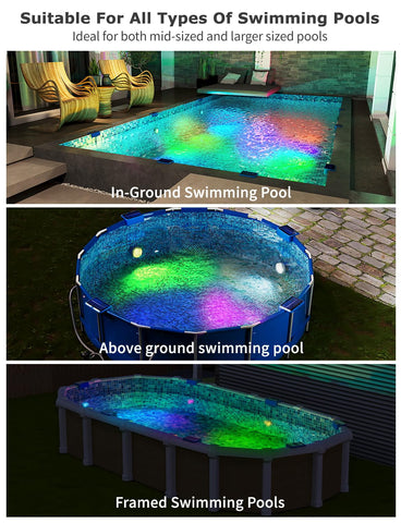 Skairipa pool lights with remote control for easy color and timing changes.