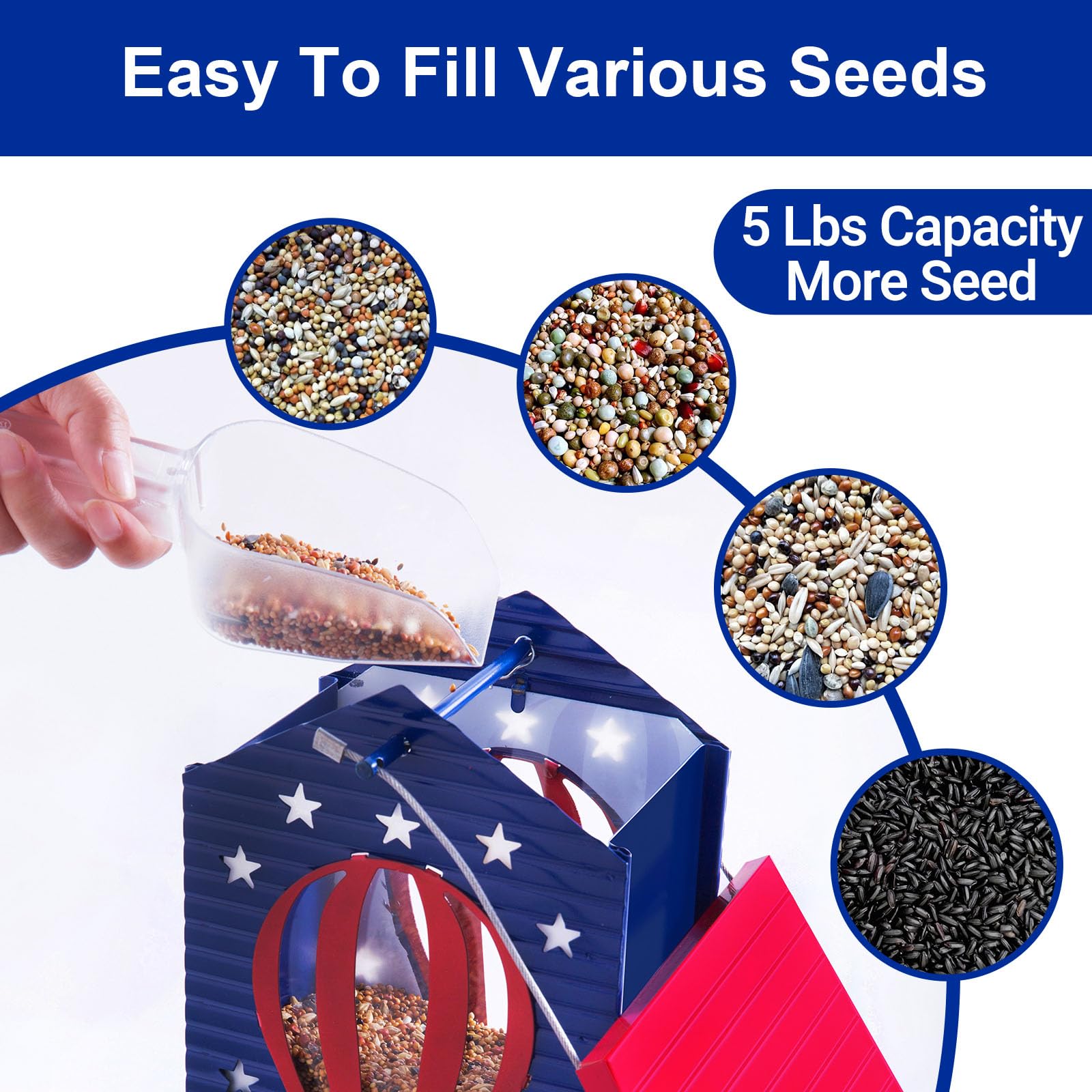 Skaithee easy-refill-clean design with tool-free access for backyard feeders.