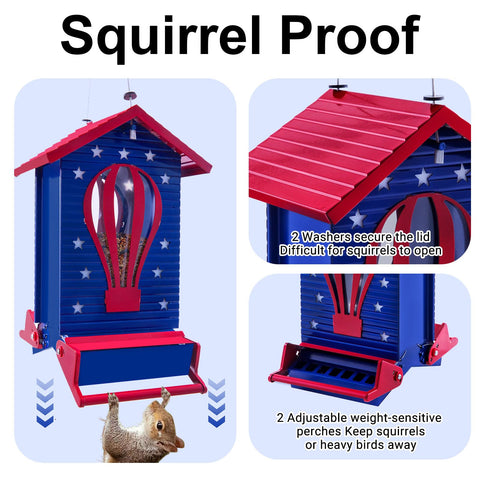 Skaithee gravity-protection bird feeder with outdoor metal construction helps deter intruders.