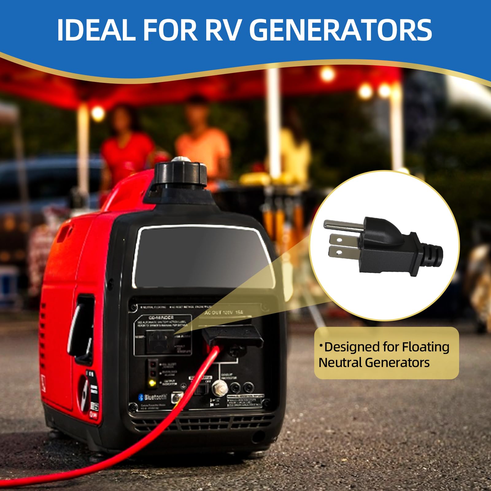 SKARORING plug shown in a camping setup illustrating portable grounding