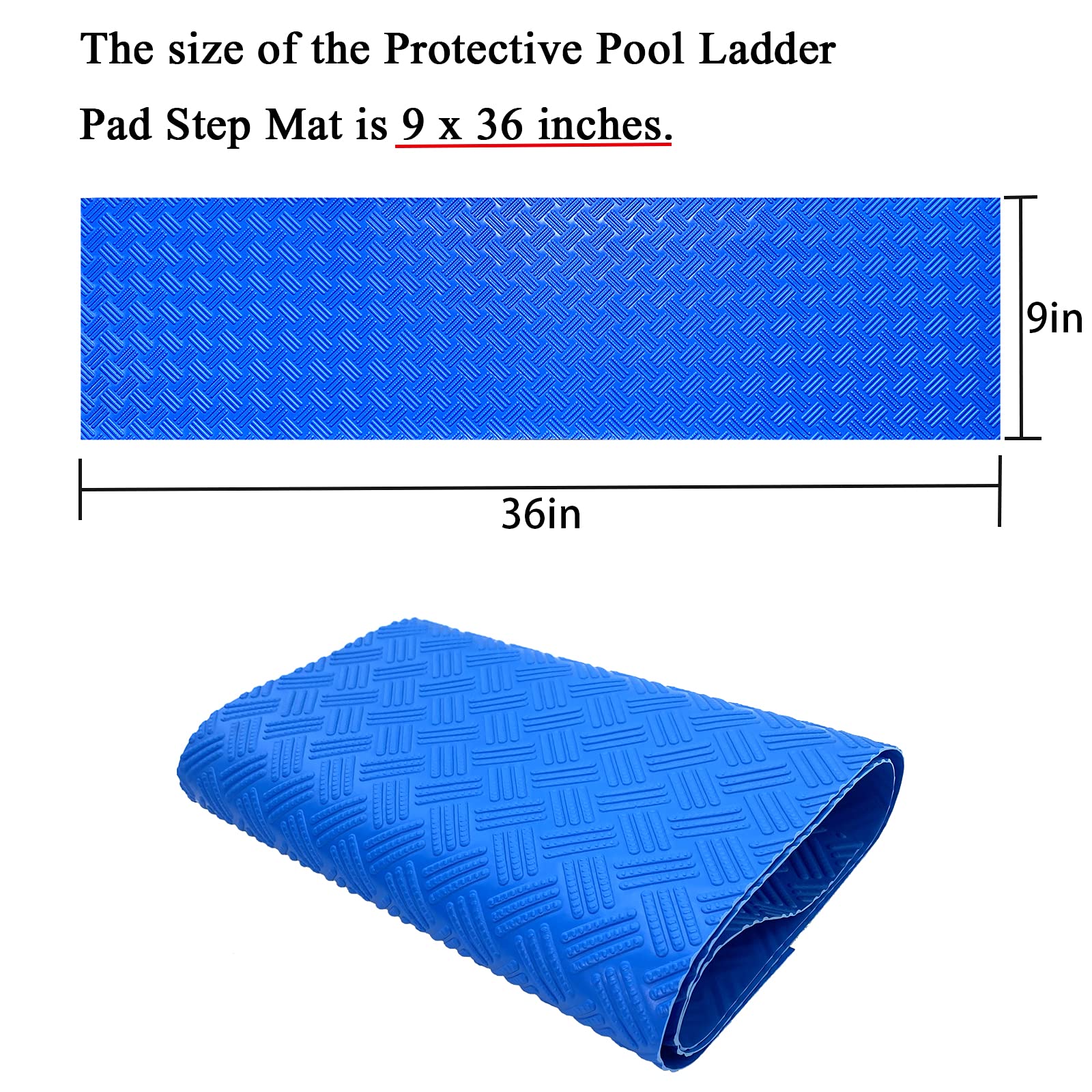 Blue 36x9 inch SKARUMMER ladder mat under pool ladder