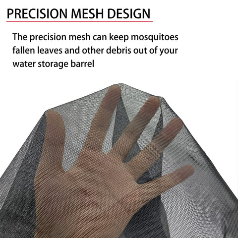 Durable polyester cover blocks leaves and debris from the water barrel.