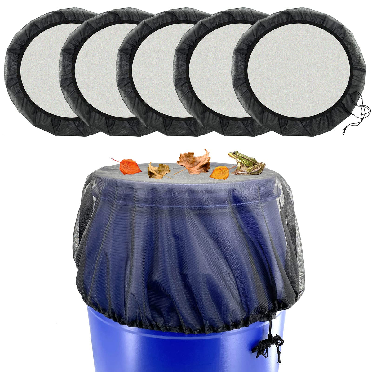 SKARUMMER mesh cover for rain barrels keeps mosquitoes out and water clean.