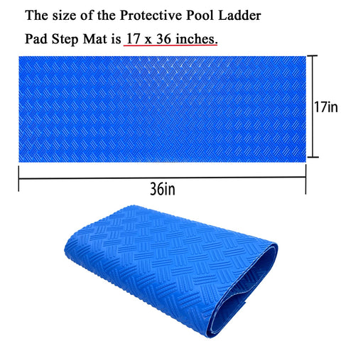 Skarummer pool ladder pad protecting liner from damage under ladder base.