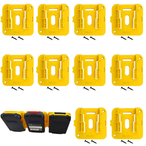 SKCMOX 10-pack battery holders for Dewalt 20V and 60V, organized tools.