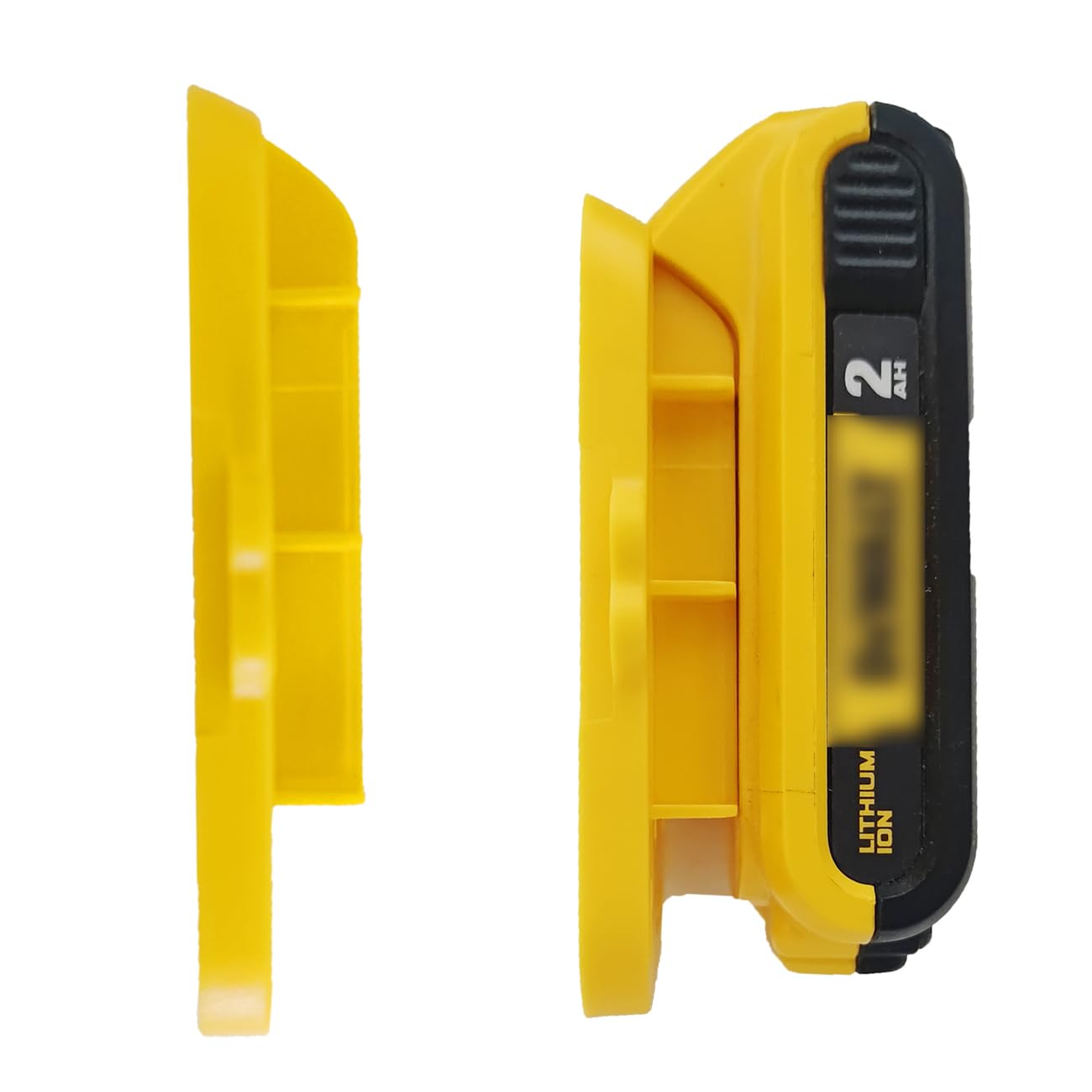 SKCMOX shelf-mounted holders keep Dewalt batteries neatly aligned and accessible.