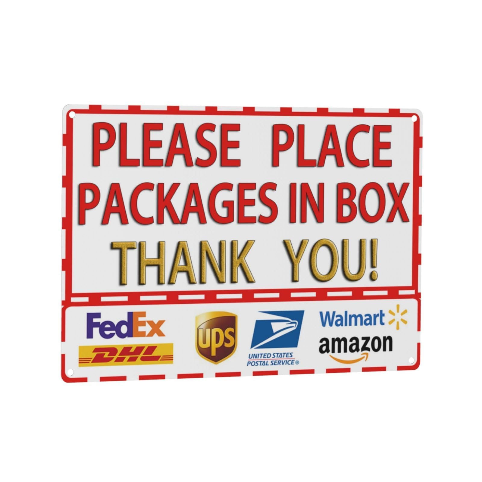 SKDSArts delivery sign outdoor metal rectangle 12x8 for clear package instructions