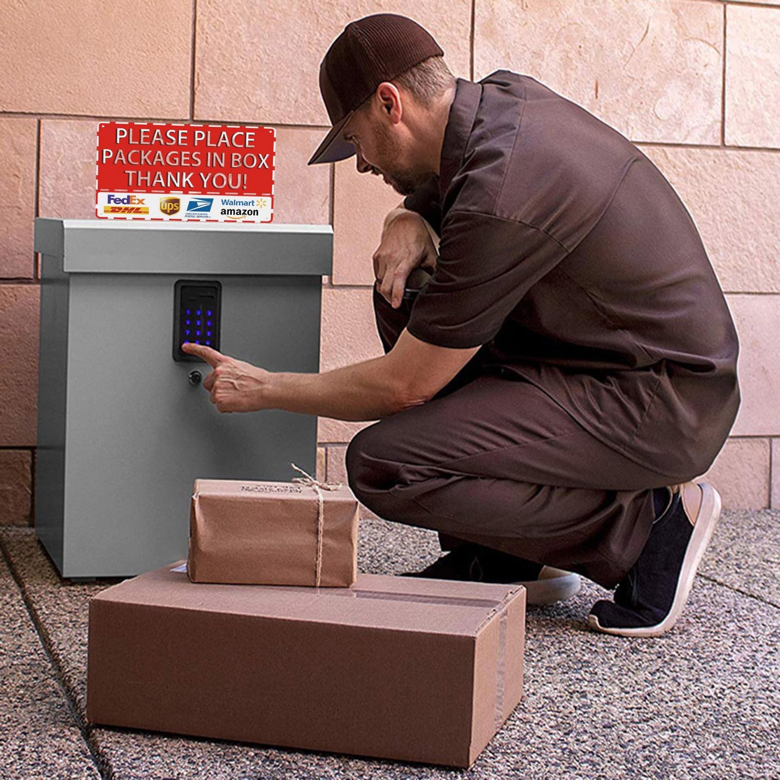 SKDSArts delivery sign for outside wall mount; four predrilled holes for easy installation.