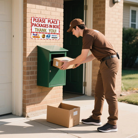 SKDSArts package delivery box sign outdoors guides porch deliveries