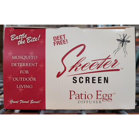 Skeeter Screen patio egg diffuser showcases decorative centerpiece with scent