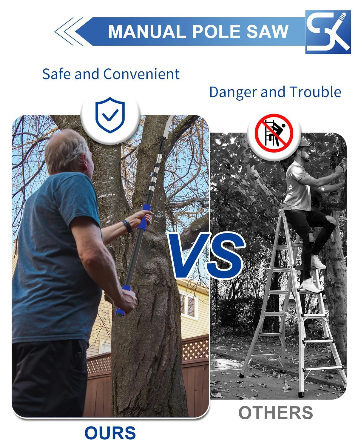 SKGPOLE 19-inch 3X blade for powerful cutting from the ground