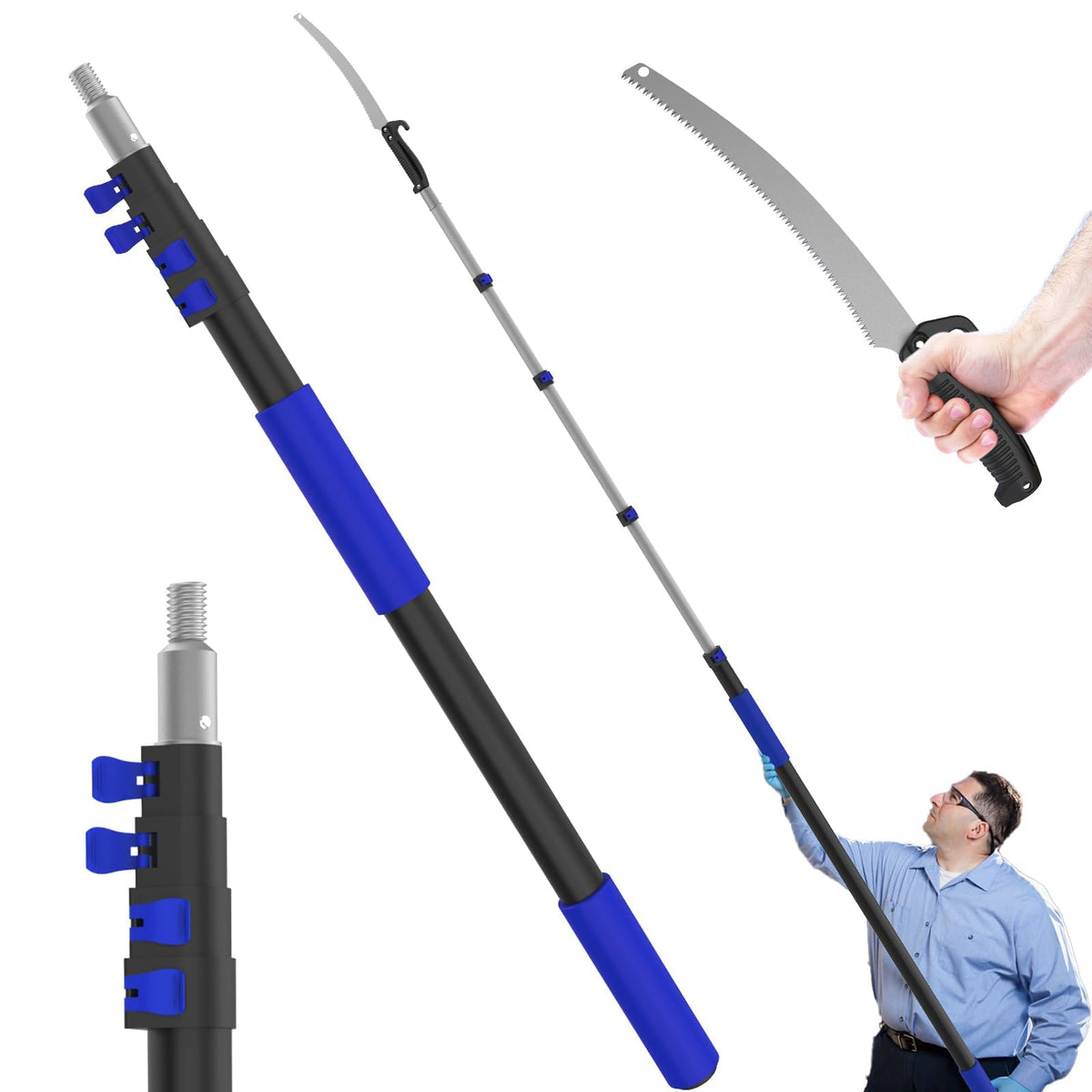 SKGPOLE 26ft reach pole saw extended to prune high branches safely from the ground
