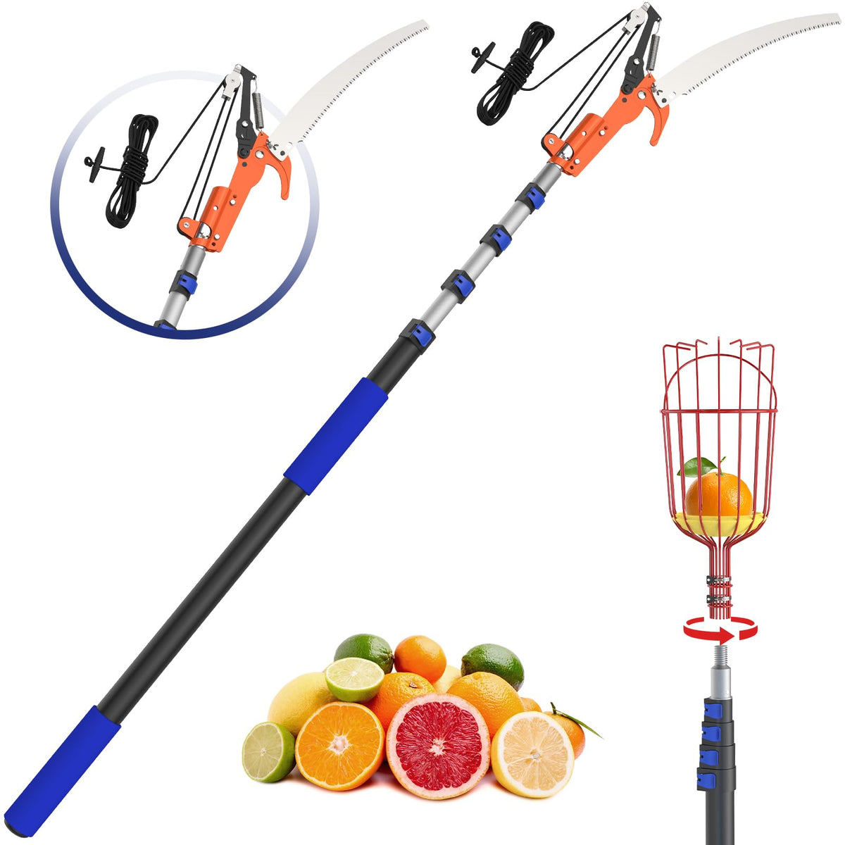 SKGPOLE 26ft reach pole saw extends to prune high branches safely.