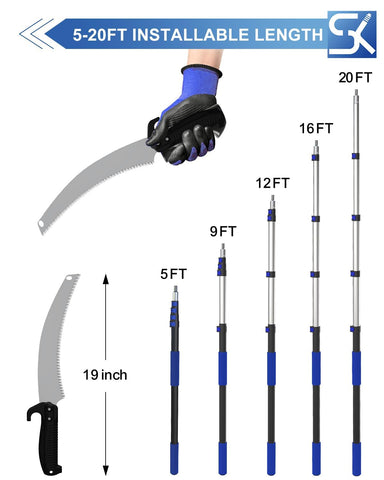 SKGPOLE aluminum extension pole for durable, stable reach