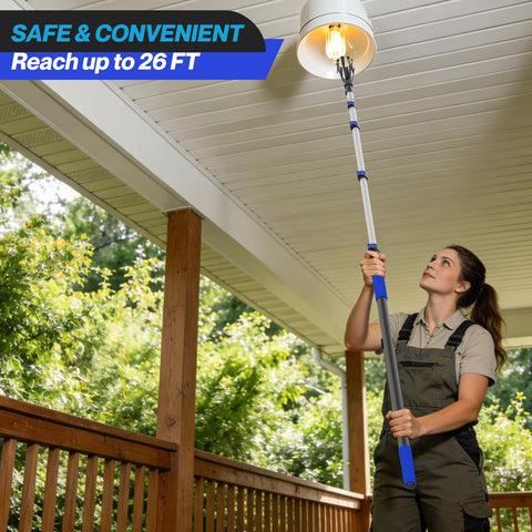 SKGPOLE extended reach up to 20 feet for overhead bulbs.