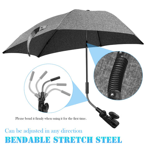 Skibiles stroller clip-on shade for outdoor family outings.
