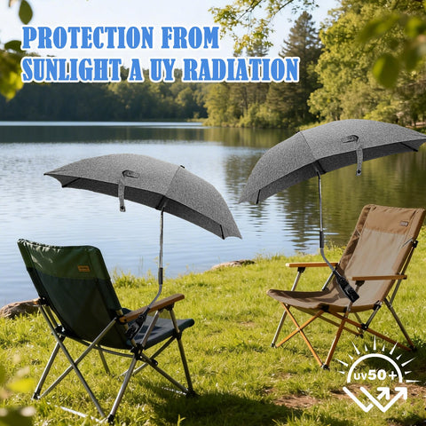 Skibiles universal clamp securely attaches to strollers and chairs.