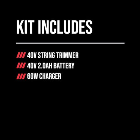SKIL 40V battery inserted into the trimmer for cordless trimming