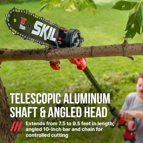 SKIL PWR CORE 40 angled-head design improves pruning control.