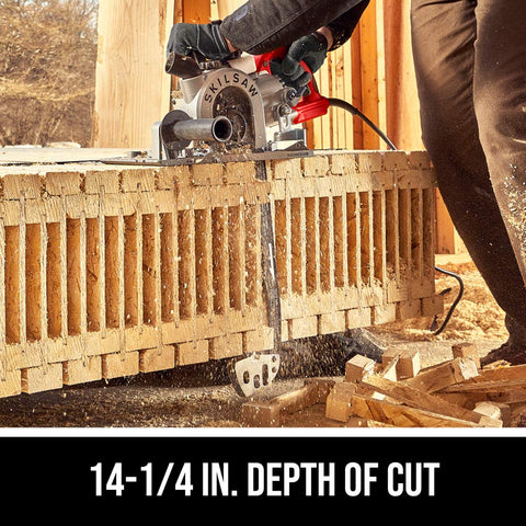 SKIL SPT55-11 16in worm drive full-house chain enables precise, clean cuts