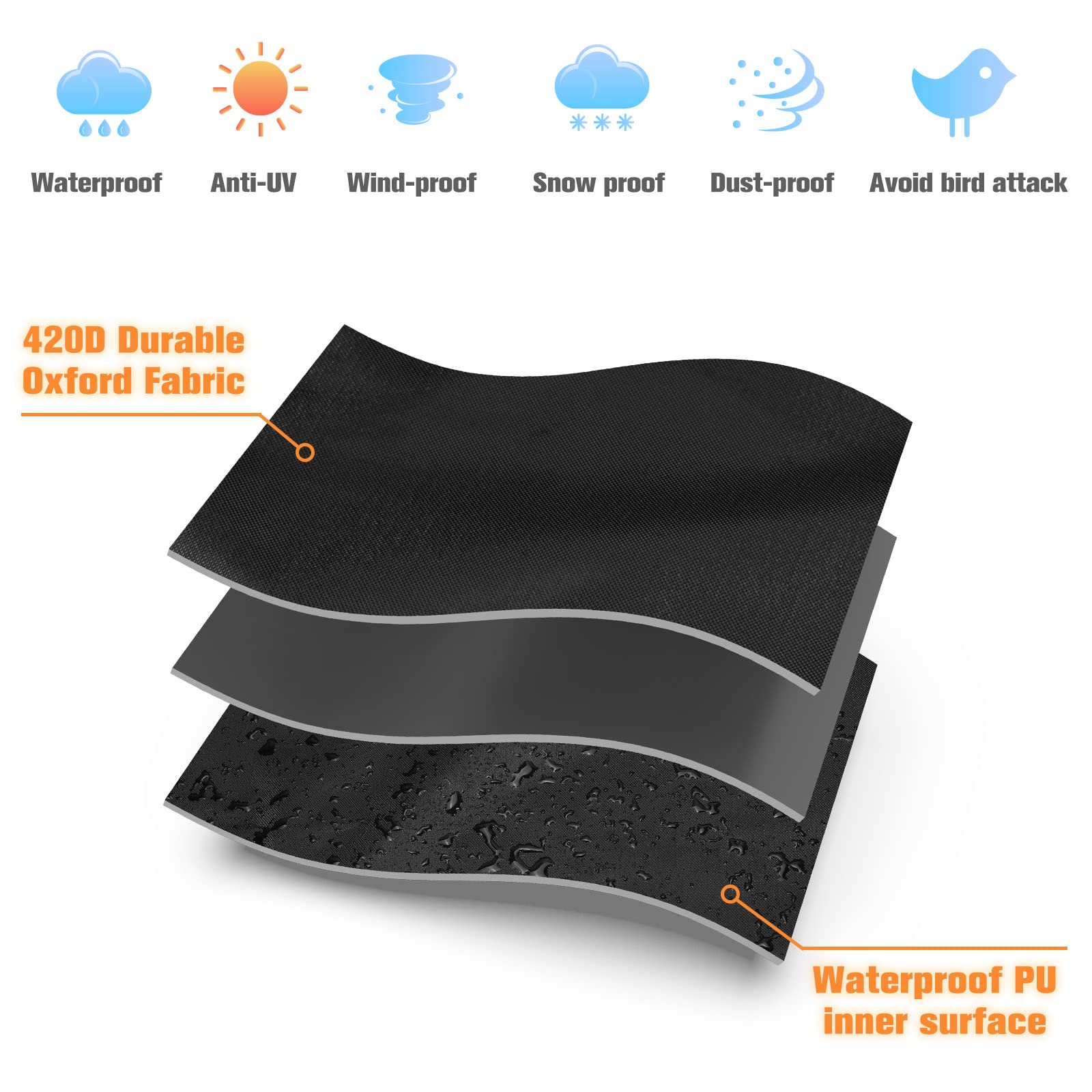 Skizem universal-fit cover measuring 92in height, 33in depth, 19in width