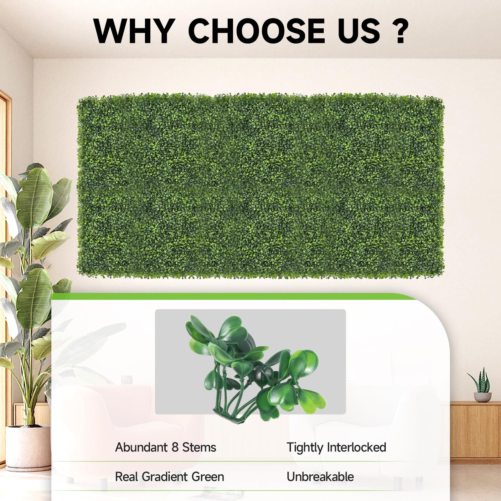 Skloopearg grass wall panels with zip ties included for quick install.