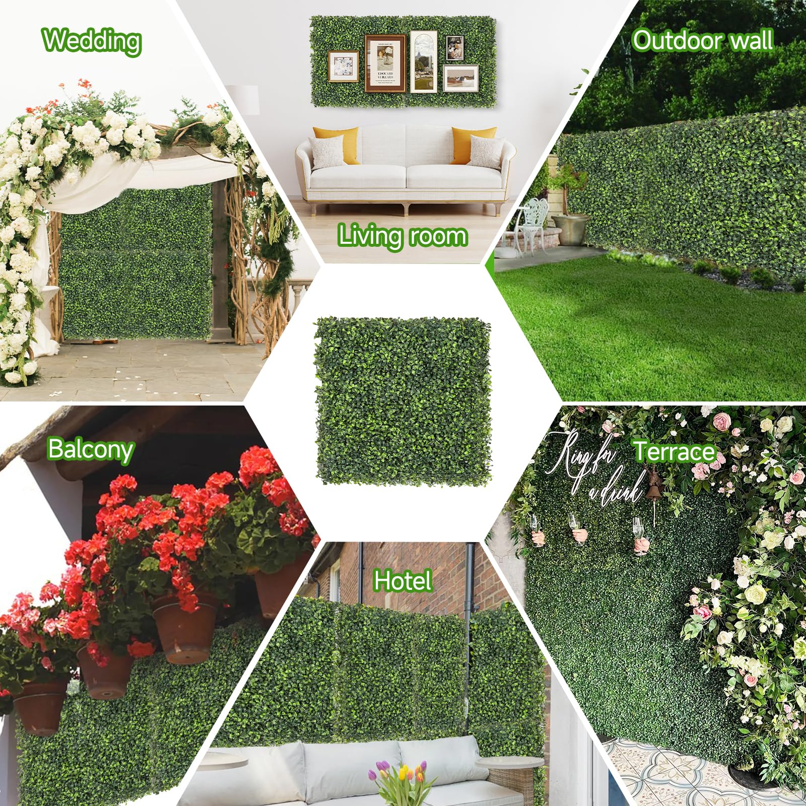 Skloopearg panels installed on an outdoor fence delivering lush greenery and privacy.