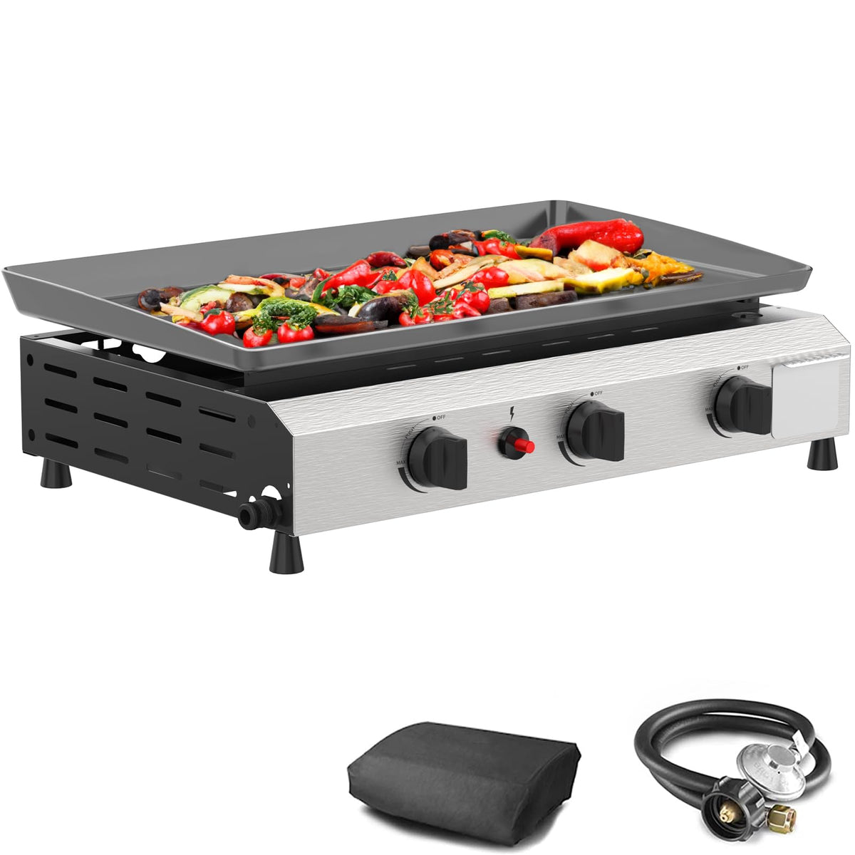 SKOK 3-burner outdoor griddle with independent burners for precise heat control