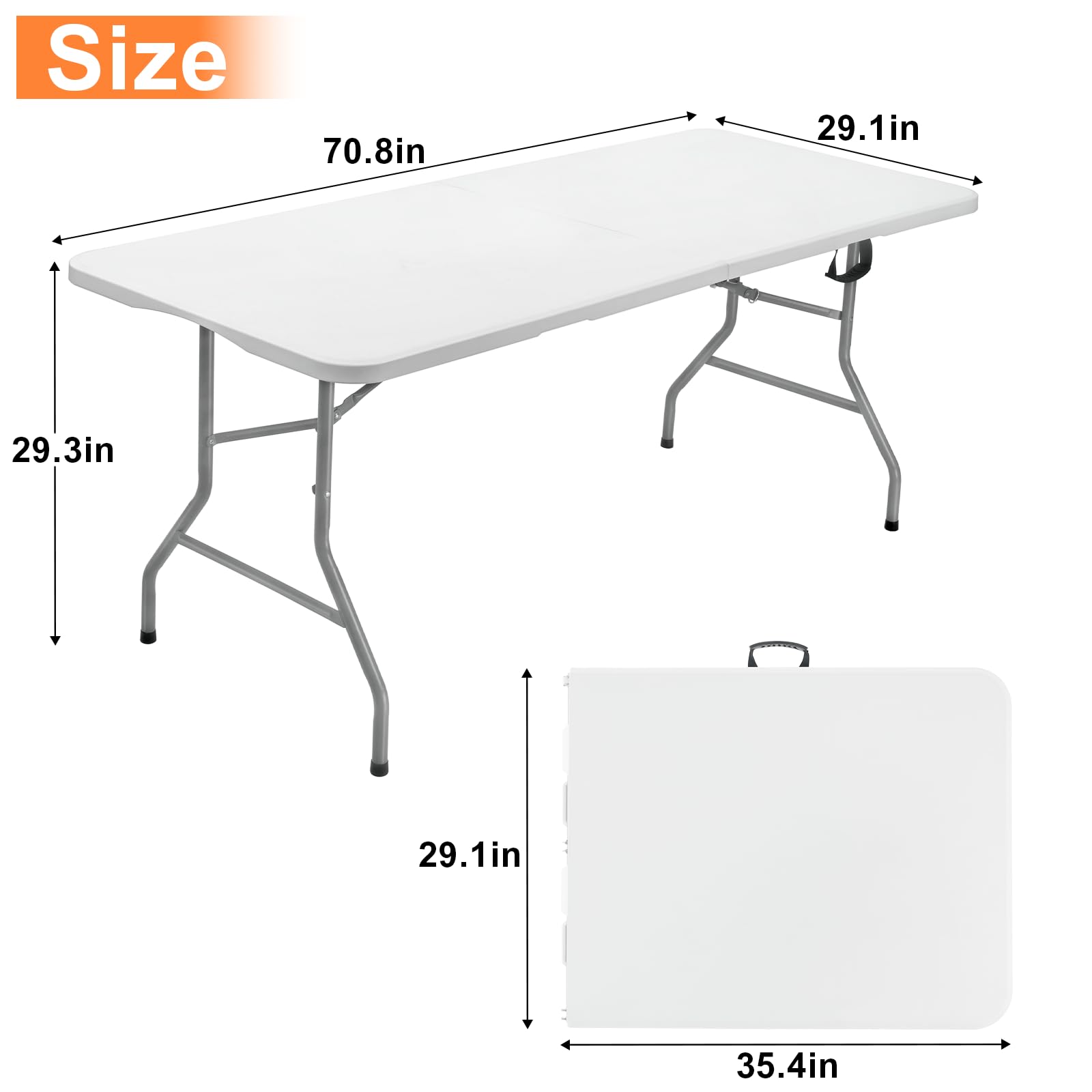 SKOK 6ft white plastic table with heavy-duty frame for crowds