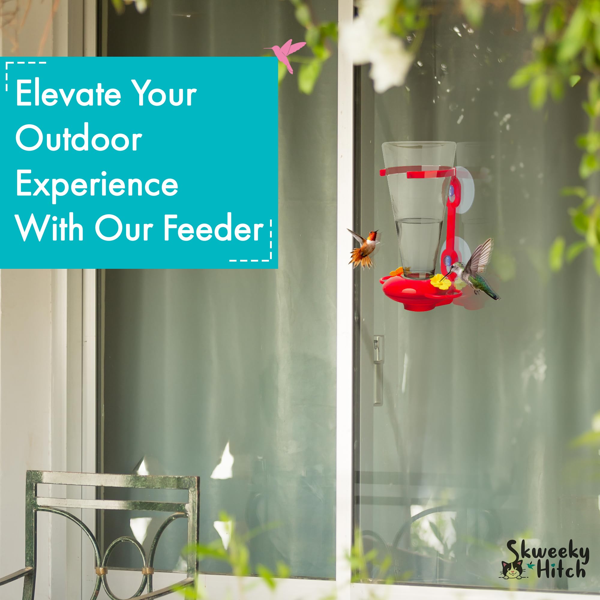 Strong suction cups secure the feeder to the window for steady viewing.