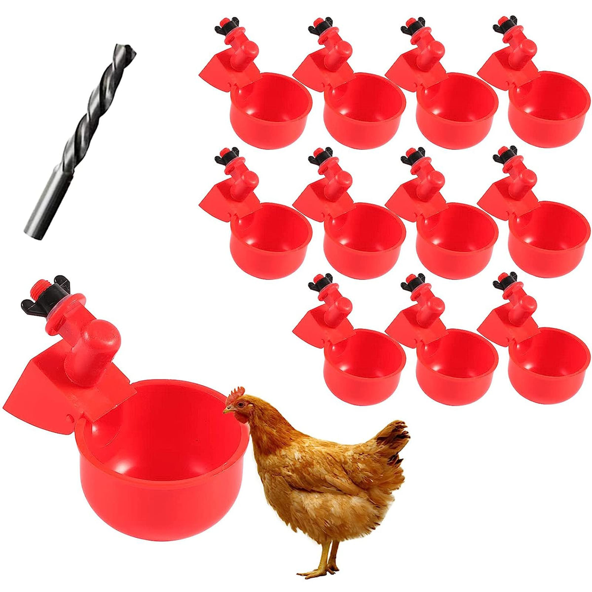 SKWIRRLE chicken water cup assembly demonstrates quick installation and gravity-fed reliability.