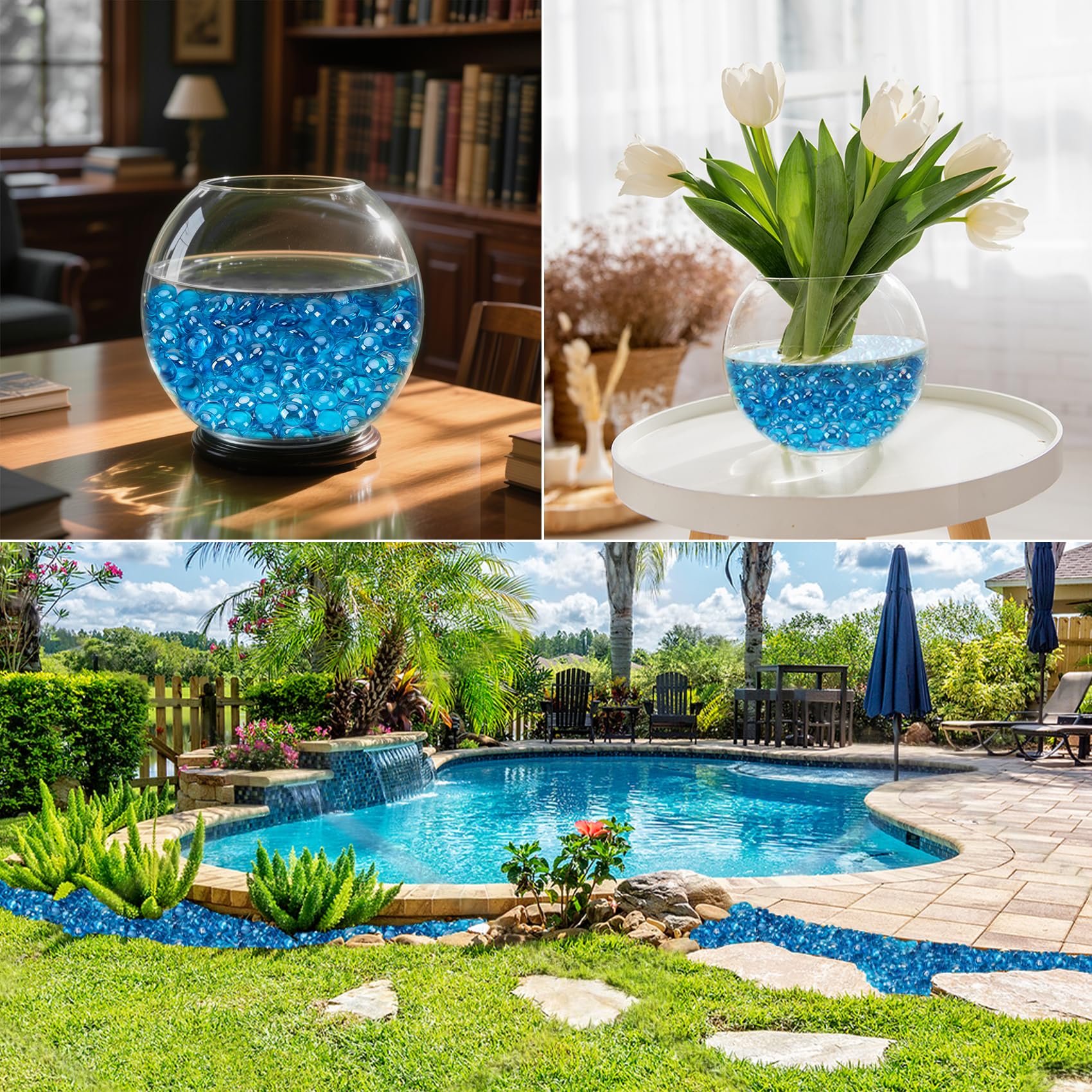 Skyflame 10-pound Caribbean Blue fire glass beads pack ready for quick setup