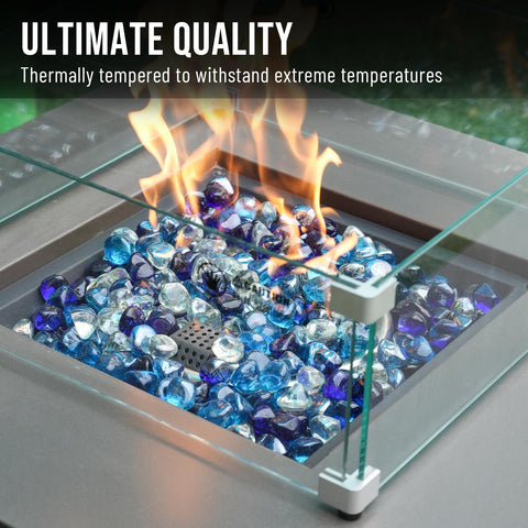 Skyflame fire pit outdoor ambient image demonstrates dramatic color and warmth